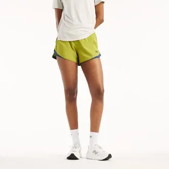 New Balance Womens RC Essential Short 3 in Green Polywoven, size X-Large