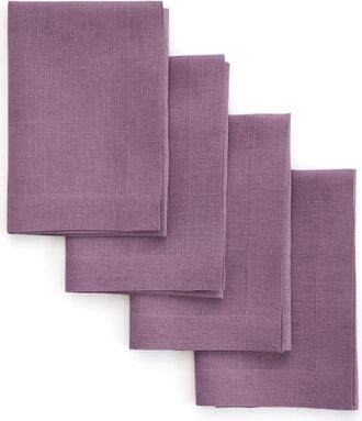 Solino Home Linen Dinner Napkins Set of 4, 20 x 20 Inch for Dining Table, Holiday and Everyday Table Decor - Fete in Mulberry at Nordstrom, Size Large