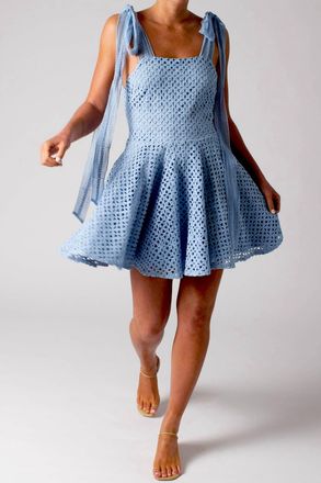 Miguelina Lily Circle Lace Mini Dress In French Blue
