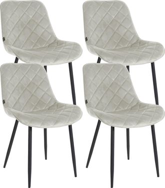 Clp Clp - Set De 4 Sillas De Comedor Springs En Terciopelo Crema
