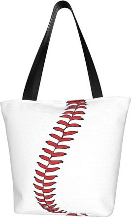 AOOEDM Baseball Lase Reusable Tote Bag Women Casual Handbag Shoulder Bags for Shopping Groceries Travel Outdoors