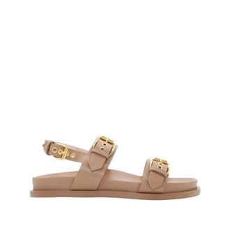 AGL Flat Sandals, female, Beige, Size: 7 1/2 US Cristina Double Buckle Sandals