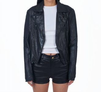Jakett Harley Novelty Leather Jacket In Black Shimmer