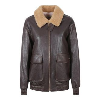 Valentino Garavani Leren Jas - Dames - Leren en Su&egrave;de Jassen - Bruin - 2XS - Leer - Jassen