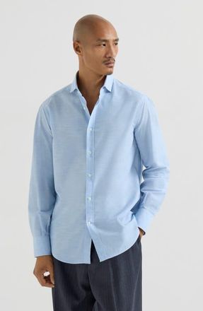 Brunello Cucinelli Oxford shirt in Azure at Nordstrom, Size Xxx-Large Eu