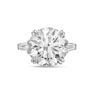 Diana M. Jewels Platinum 10ct lab grown round diamond ring with baguettes on the sides