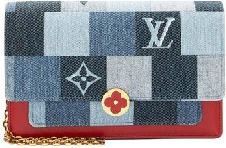 Louis Vuitton Limited Edition Denim Patchwork Flore Chain Wallet (Authentic Pre-Loved)