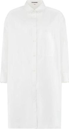 Jil Sander Klassieke Tuniek met Lange Mouwen en Kraag - Dames - Shirt Kleedjes - Wit - XS - Kleedjes