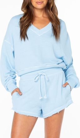 Roxy Dream Thing V-Neck Sweatshirt in Airy Blue at Nordstrom, Size Xx-Large