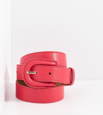 Talbots D-Buckle Leather Belt - Red - Medium Talbots