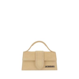 Jacquemus Compact Rectangular Suede Bag With Adjustable Strap And Gold Hardware