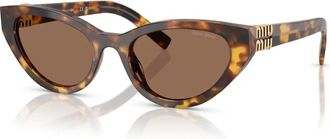Miu Miu Vlinder Zonnebril Bruin Havana Glanzend - Dames - Zonnebrillen - Bruin - 54 MM - Accessoires