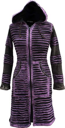 Shopoholic Fashion Womens Stonewashed Boho Hippie Gothic Long Jacket (L,Purple)