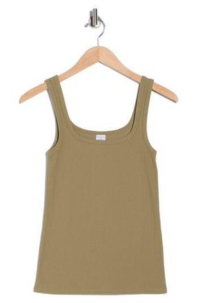 Melrose and Market Rib Tank Top in Olive Aloe at Nordstrom Rack, Size Xx-Small