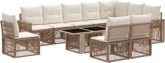 vidaXL Conjunto De Sof&aacute;s De Jard&iacute;n 11 Uds. Beige Y Blanco Crema Vidaxl
