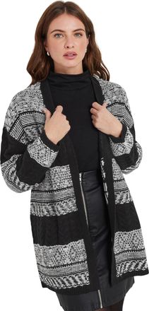 M&Co Womens Fairisle Longline Cardigan - Womens Black