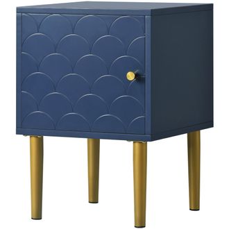 STILVORA Mesita De Noche Con 1 Puerta, Tirador Reversible Y Patas De Metal, Para Dormitorio, En Madera Y Metal, 35&times;35&times;51 Cm