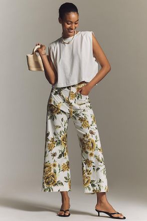 Maeve The Colette Printed Linen Blend Crop Wide-Leg Pants by Maeve