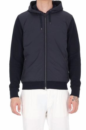 Herno Blue Bi-Material Technical Bomber Jacket