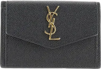 Saint Laurent Uptown Grain de Poudre leather card case Woman One Size