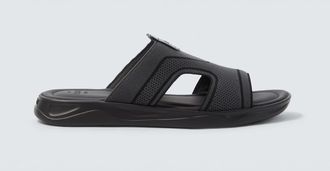 Berluti Shadow leather-trimmed slides