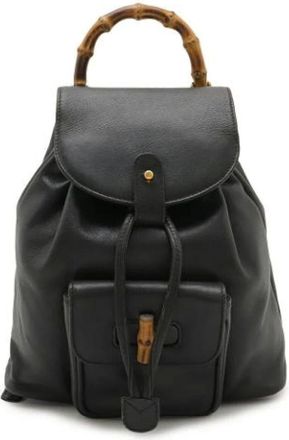 Gucci Pre-owned Backpacks, female, Black, Size: ONE SIZE Pre-owned Leather Backpack