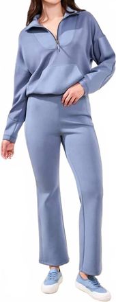Tribal Ribbed Micro Flare Travel Pant In Slate Blue