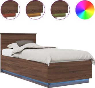 vidaXL Estructura De Cama Con Tiras Led Roble Marr&oacute;n 70 X 190 Cm Vidaxl