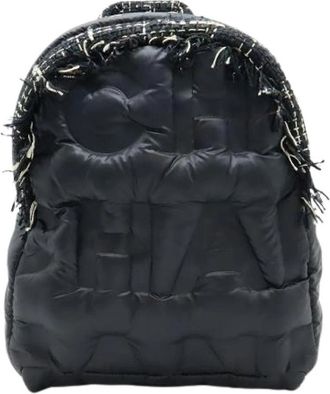 Chanel Pre-owned Nylon Tweed Rugzak A91933 - Dames - Vintage Rugzakken - Zwart - ONE Size - Nylon - Vintage