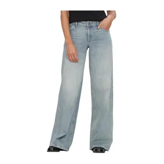Lee Jeans, Dames, Blauw, W30, Wide Leg Jeans met Plooi