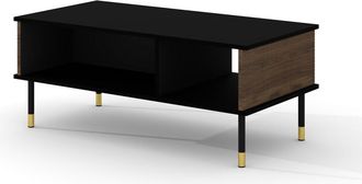 Petits Meubles Mesa de centro 110 cm madera y negra paneles laminados madera y negro