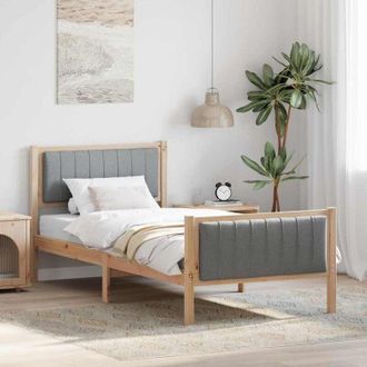 vidaXL Bed frame Brown and light grey 90 x 190 cm Solid pine wood vidaXL