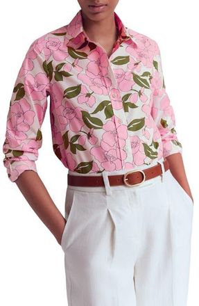 Boden Sienna Floral Print Cotton Button-Up Shirt in Pink Floral Print at Nordstrom, Size 10