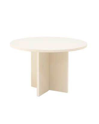 Deco Wood Mesa de comedor redonda de microcemento blanco roto de &oslash; 110x75cm