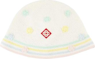 Casablanca Katoenen Gehaakte Bucket Hat - Wit - unisex - Hoeden - Wit - S/M - Katoen - Accessoires