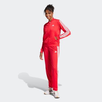 adidas Trainingsanzug ADIDAS SPORTSWEAR W 3S TR TS, Damen, Gr. XXL, rot (pure ruby, wei&szlig;), Obermaterial: 100% Polyester, Sportanz&uuml;ge Trainingsanzug
