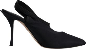 Dolce & Gabbana Black Jersey Stretch Heels Slingback Womens Shoes (Pre-Owned)