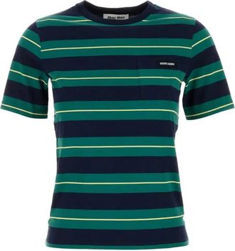 Miu Miu Striped T-Shirt - Womens - Cotton