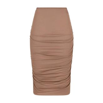 Dolce & Gabbana Midi-rok met gedrapeerd detail - Dames - Rokken - Bruin - Maat: XS Zijde