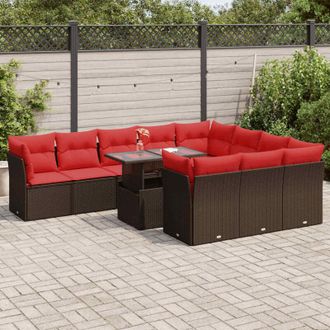 vidaXL Set De Sof&aacute;s De Jard&iacute;n 11 Pzas Cojines Rat&aacute;n Sint&eacute;tico Marr&oacute;n Vidaxl