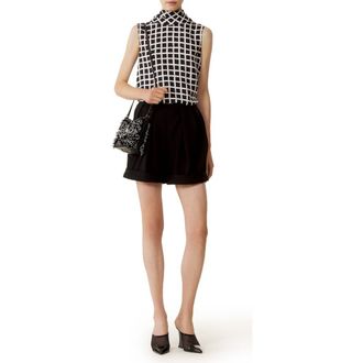 Lanvin Printed Silk Sleeveless Top in White/black at Nordstrom, Size 38 Eu