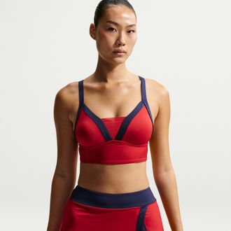 Nike Womens Swim Midkini in Red | NESSG293-642