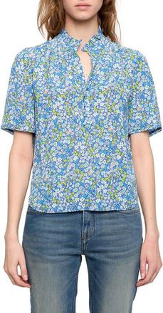 Zadig&Voltaire Topher Floral Print Popover Top in Pear at Nordstrom, Size X-Small
