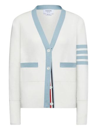 Thom Browne V-neck 4-bar cardigan - Bianco