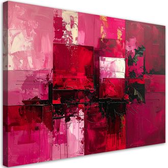 Feeby Impresi&oacute;n De Imagen Abstracci&oacute;n Roja Con Textura Estilo Boho 100x70