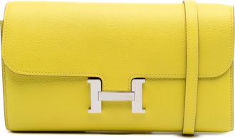 Herm&egrave;s Pre-owned Womens Leather Wallet Clutch Bag - Yellow - One Size