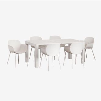 Sklum Sklum - Set De Mesa Rectangular (180x100 Cm) Arnadine Y 6 Sillas De Comedor Lynette