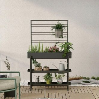 Dmora Dmora - Jardineras Paganella, Complemento De Decoraci&oacute;n, Art&iacute;culo Decorativo, Accesorio De Decoraci&oacute;n, 96x24 H155 Cm, Pizarra