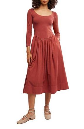 Free People Aelia Long Sleeve Maxi Dress in Mahogany at Nordstrom Rack, Size Medium