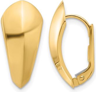 Diamond2Deal 14K Yellow Gold Fancy Omega Back Hoop Earrings